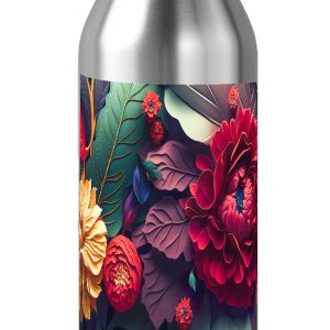 Printed Stainless Steel ONE Litre Water Bottle FLRL RED -1000ML